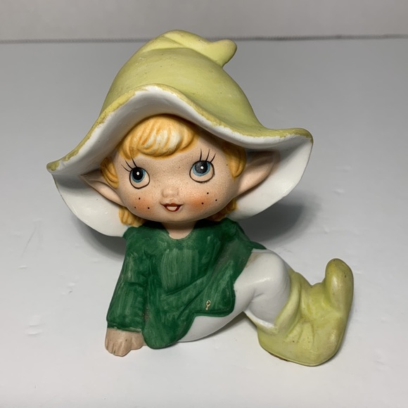 VTG Homco Pixie Elves Whimsical Bisque Figurines Colorful Set Of 3 Pixie Elves - Picture 12 of 16